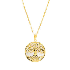 14kt Gold Vermeil Tree of Life Mother of Pearl Necklace
