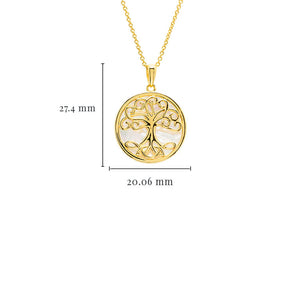 14kt Gold Vermeil Tree of Life Mother of Pearl Necklace