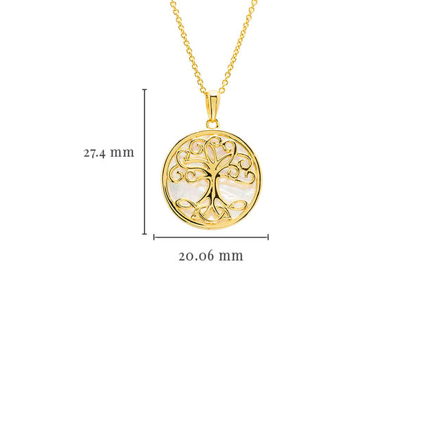 14kt Gold Vermeil Tree of Life Mother of Pearl Necklace