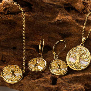 14kt Gold Vermeil Tree of Life Mother of Pearl Necklace