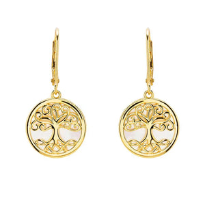 14kt Gold Vermeil Tree of Life Mother of Pearl Earrings