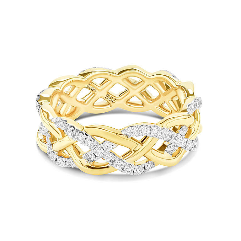 14kt Yellow Gold Celtic Eternity Ring With Lab Diamonds - Size 8
