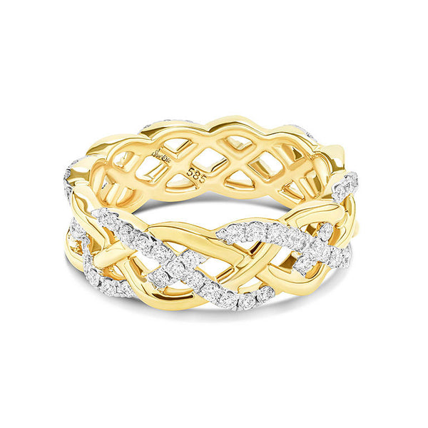 14kt Yellow Gold Celtic Eternity Ring With Lab Diamonds - Size 8