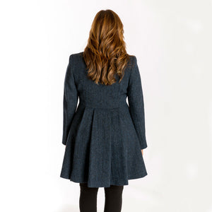 Zoe Harris Tweed Swing Coat - Navy Herringbone