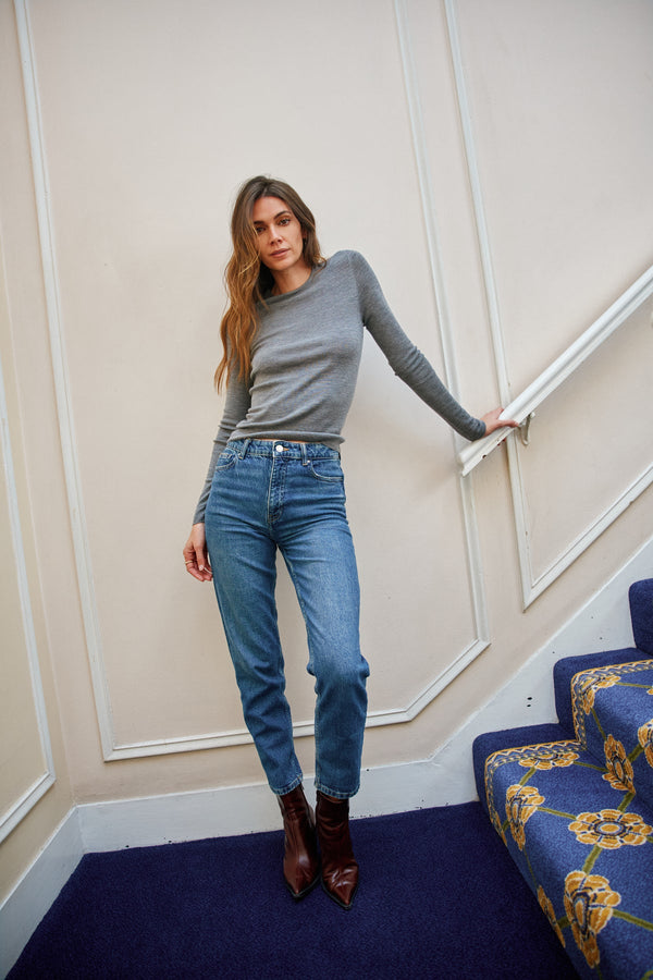 Jennifer Washable Merino Wool Sweater - Charcoal