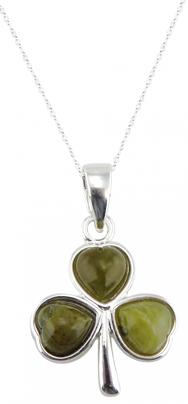 Connemara Marble Silver Plated Shamrock Pendant