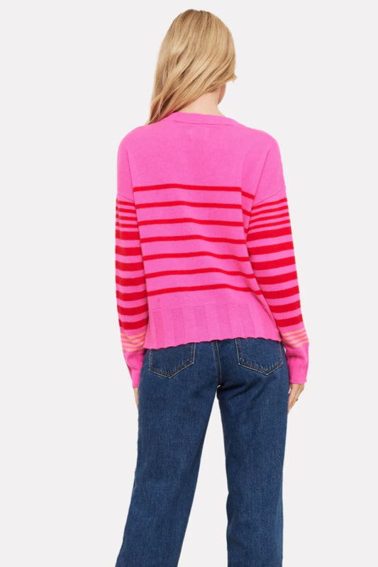 Callie Cable Stipe Crew Pullover