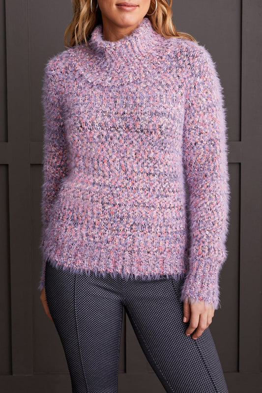 Cowl Neck Eyelash Sweater - Orchid