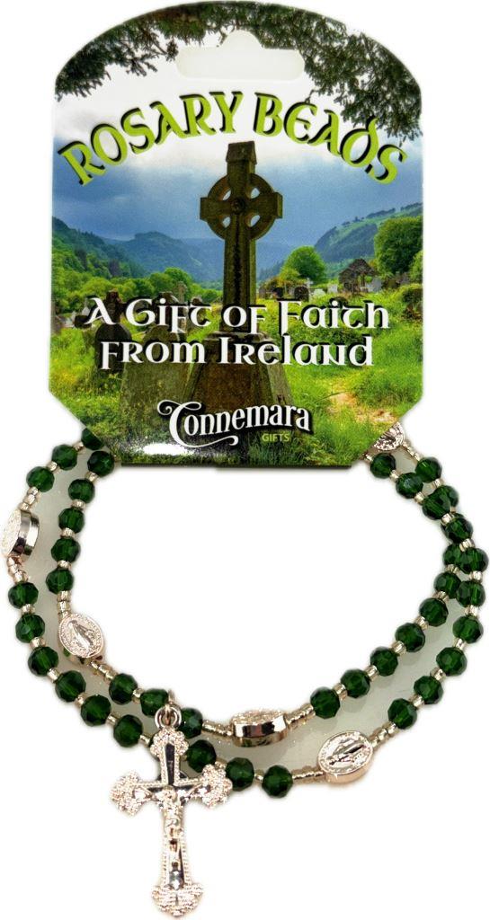 Stretch Wrist Rosary - Green Beads