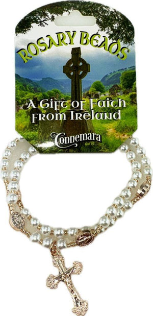 Stretch Wrist Rosary - Pearl Beads