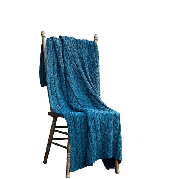 Silver Strand Supersoft Aran Cable Throw - Irish Sea