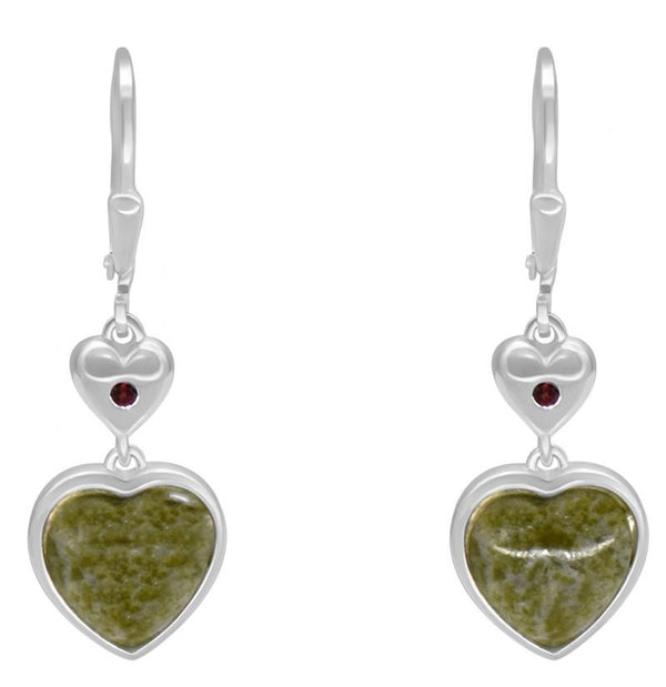 Connemara Marble Sterling Silver Heart Earrings
