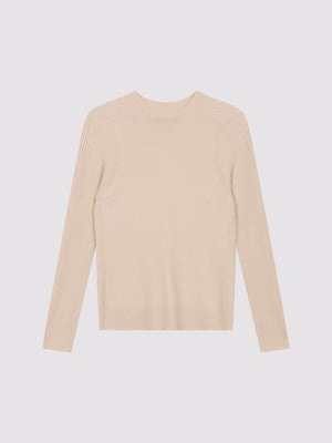 Fine Knit Cashmere Blend Sweater - Natural