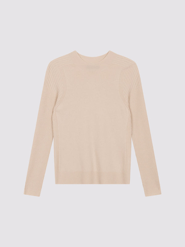 Fine Knit Cashmere Blend Sweater - Natural