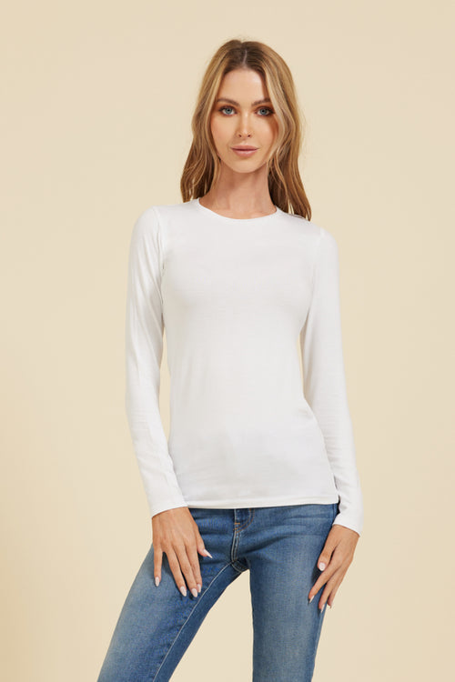 Soft Touch Long Sleeve Crew Neck - Blanc