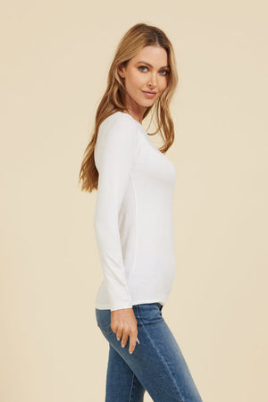 Soft Touch Long Sleeve Crew Neck - Blanc