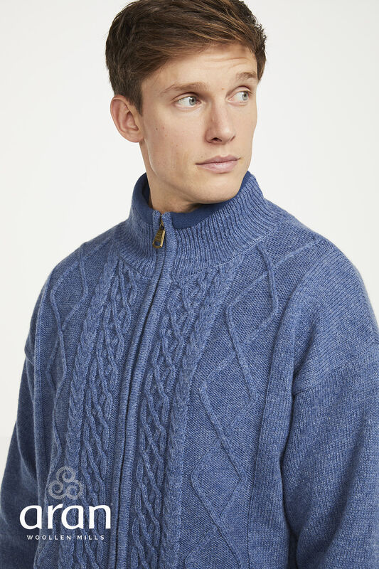 Farmleigh Lined Wool Mens Cardigan - Denim Blue