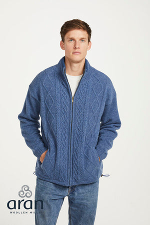 Farmleigh Lined Wool Mens Cardigan - Denim Blue