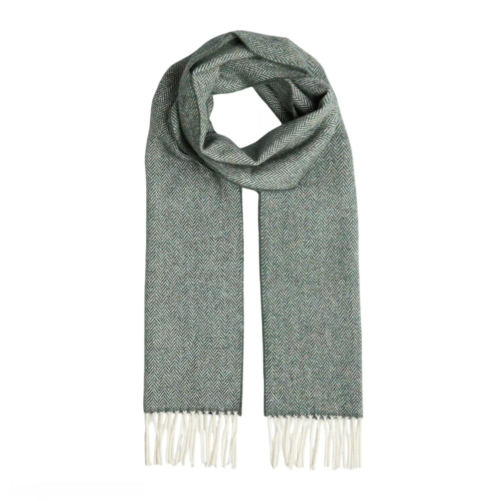 Foxford Dark Green Herringbone Lambswool Scarf