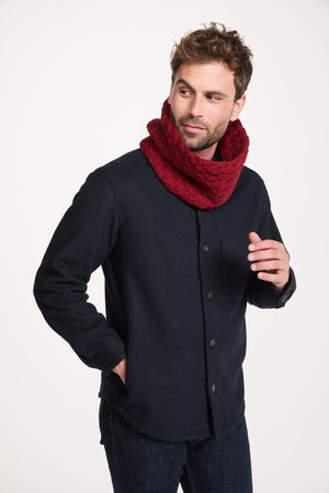 Newport Aran Cable Infinity Scarf - Rua Red