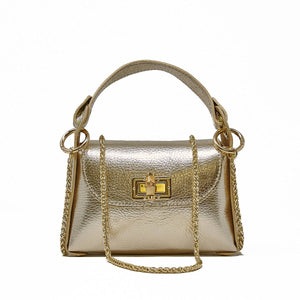 GF1075 GENUINE ITALIAN LEATHER  BAMBOO CLASP, CROSSBODY BAG: LILAC