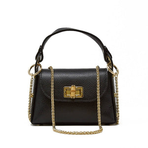 GF1075 GENUINE ITALIAN LEATHER  BAMBOO CLASP, CROSSBODY BAG: LILAC