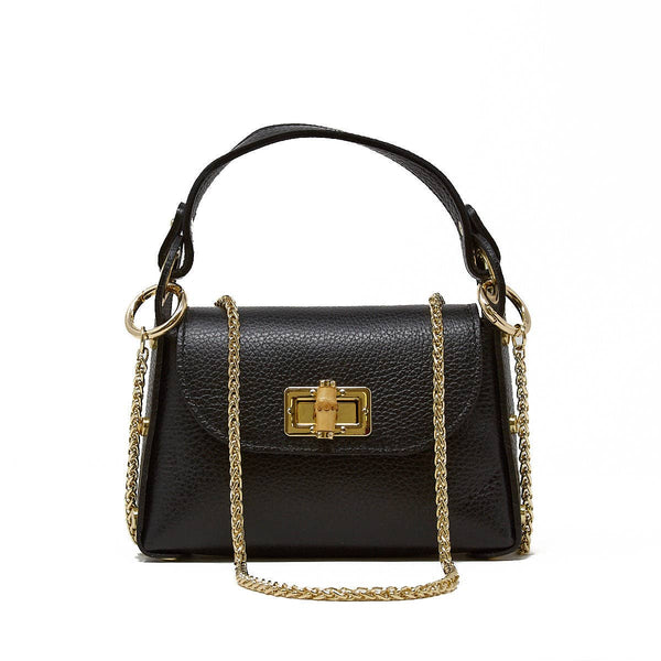 GF1075 GENUINE ITALIAN LEATHER  BAMBOO CLASP, CROSSBODY BAG: LILAC