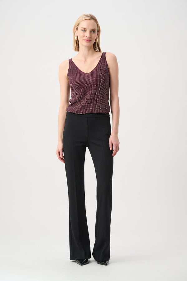 Metallic Knitted Camisole w/ Rhinestones - Elderberry