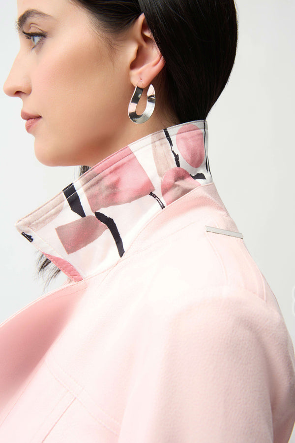 Foiled Faux Suede Fitted Jacket w/ Decorative Buckles - Petal Pink