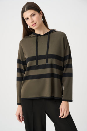 Knit Striped Hooded Sweater w/ Sparkle