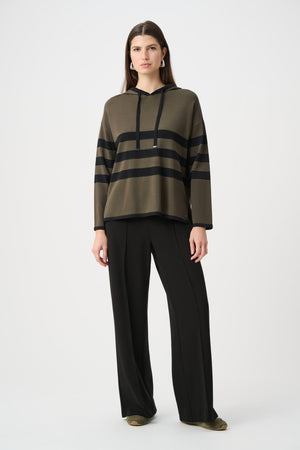 Knit Striped Hooded Sweater w/ Sparkle