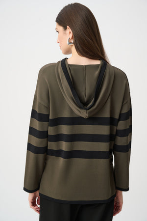 Knit Striped Hooded Sweater w/ Sparkle
