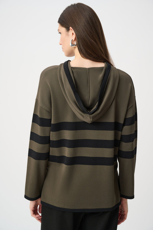 Knit Striped Hooded Sweater w/ Sparkle
