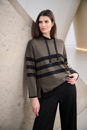 Knit Striped Hooded Sweater w/ Sparkle