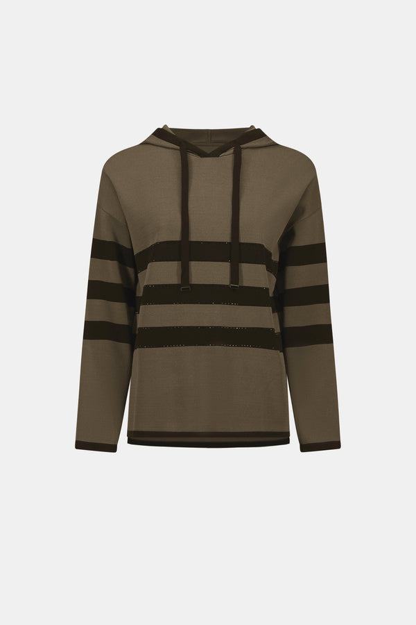 Knit Striped Hooded Sweater w/ Sparkle