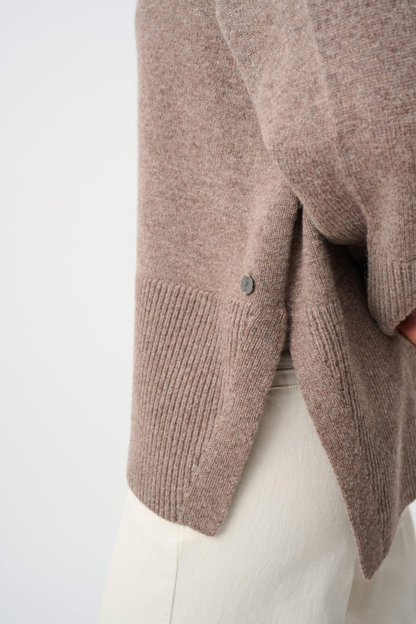 Boxy Wool Crewneck Pullover Sweater -Mink Melange