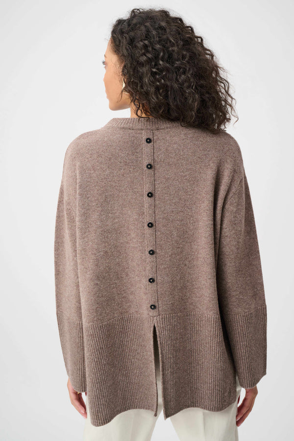 Boxy Wool Crewneck Pullover Sweater -Mink Melange