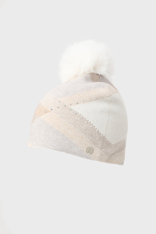 Argyle Rhinestone Pompom Hat