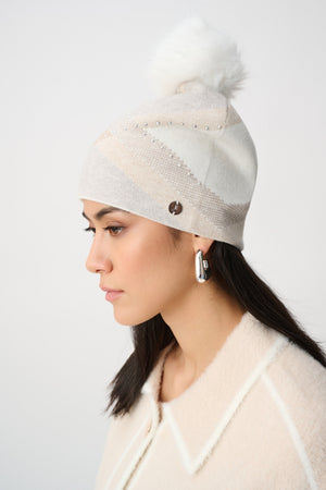 Argyle Rhinestone Pompom Hat