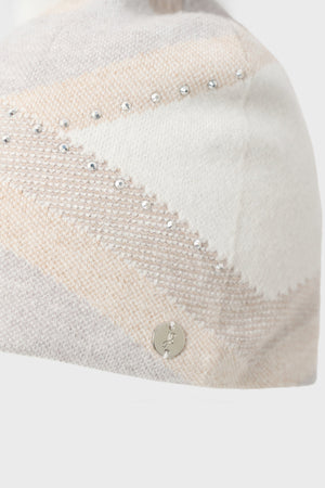 Argyle Rhinestone Pompom Hat