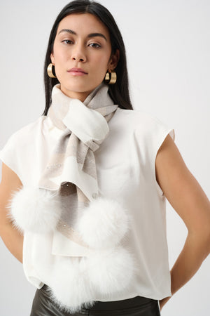 Argyle Rhinestone Pompom Scarf