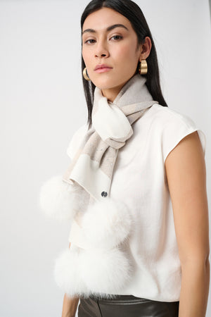 Argyle Rhinestone Pompom Scarf