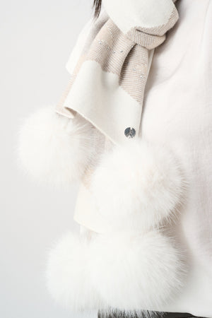 Argyle Rhinestone Pompom Scarf
