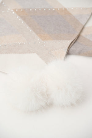 Argyle Rhinestone Pompom Scarf
