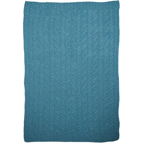 Silver Strand Supersoft Aran Cable Throw - Irish Sea