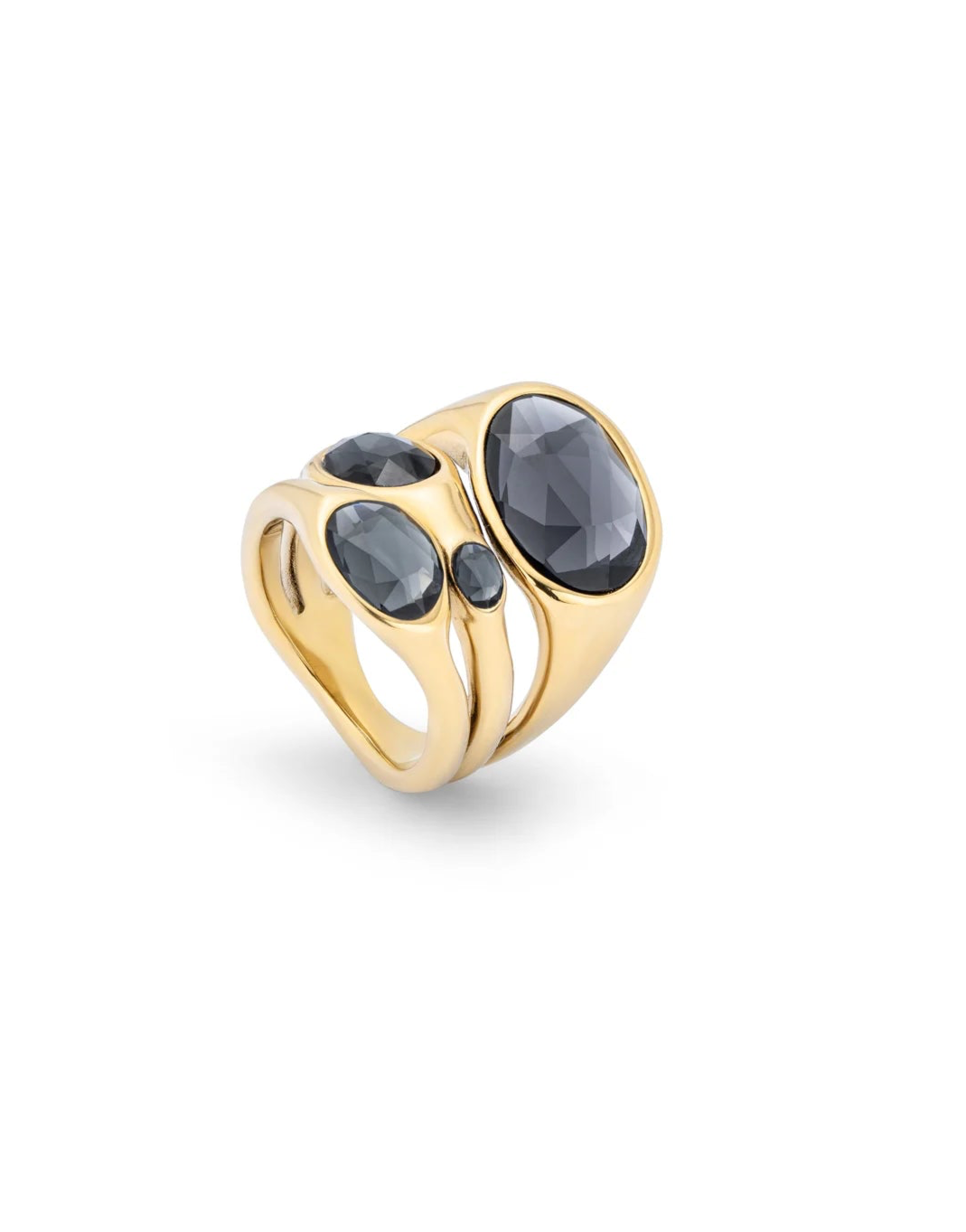 Sunshine Gold Ring - Black Stones