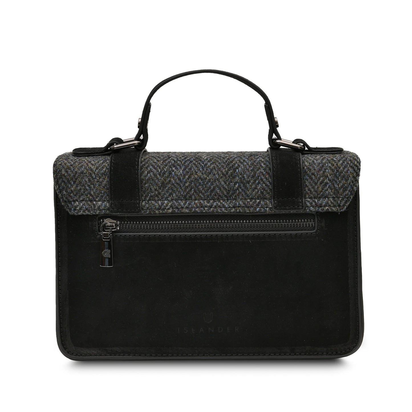 Medium Satchel - Black Herringbone