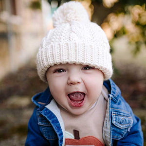 Natural Cable Beanie Baby & Kids: S (0-6 Months)