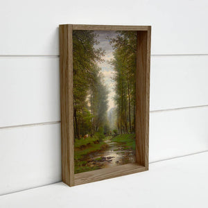 Brooke in the Forest - Cabin Canvas Art - Wood Framed Art: 12x18" Medium Canvas Art with Thick Wood Frame
