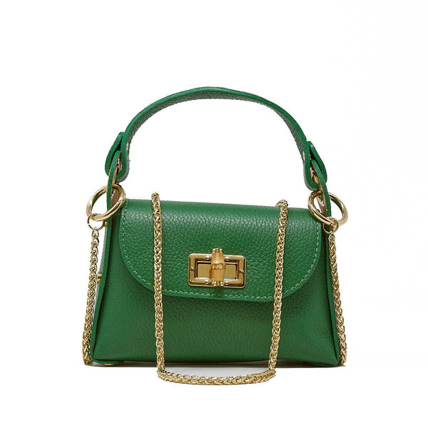 GF1075 GENUINE ITALIAN LEATHER  BAMBOO CLASP, CROSSBODY BAG: LILAC